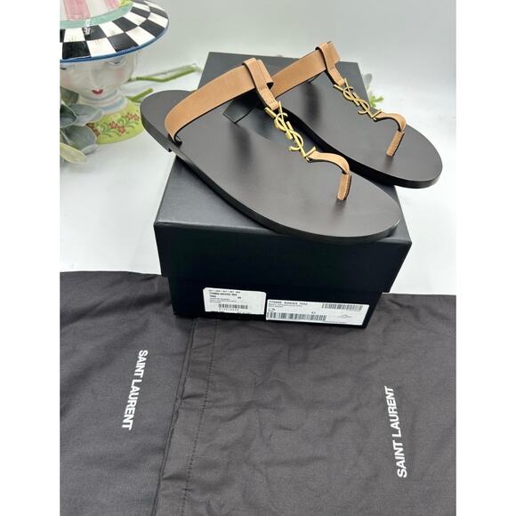 Men\'s Saint Laurent CASANDRE YSL logo thong sandals size 43 made in Italy main image 4